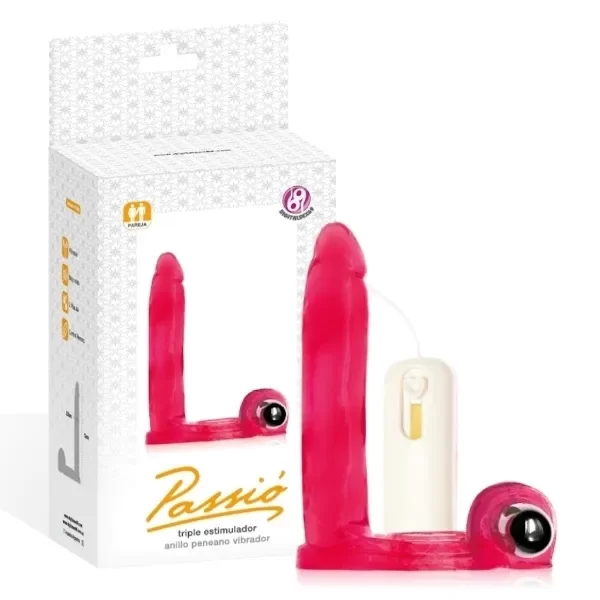 Anillo peneano triple estimulador con vibrador