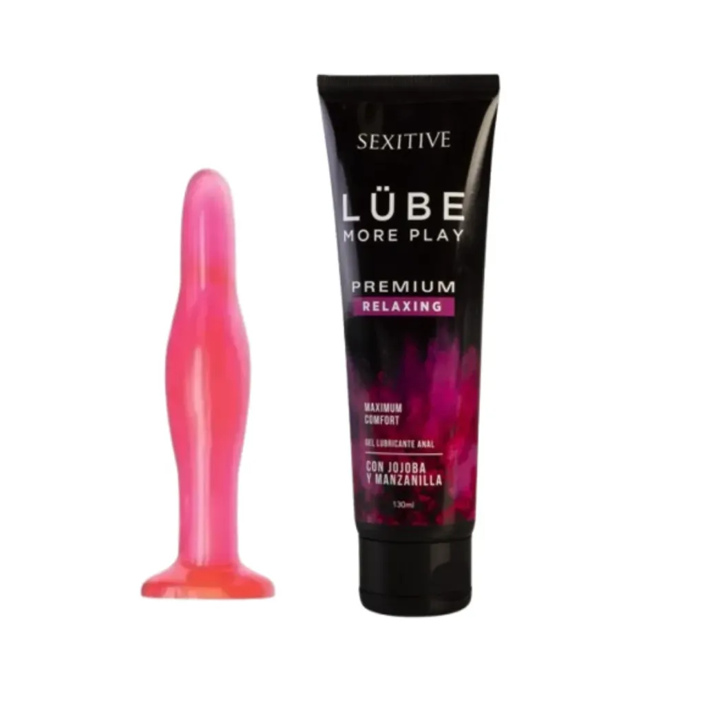 Combo Plug anal Mediano 15x3,5cm + Gel Lube Relaxing