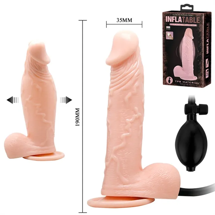 Dildo  inflable Expandible Con Sopapa 19x3,5cm hasta 7cm